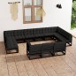 vidaXL Set de muebles de jardín 13 pzas con cojines madera pino negro