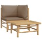 vidaXL Set de muebles de jardín 2 piezas bambú y cojines gris taupe vidaXL Set de muebles de jardín 2 piezas bambú y cojines gris taupe