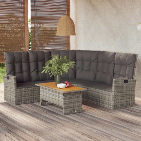 vidaXL Set de muebles de jardín 2 pzas cojines ratán sintético gris