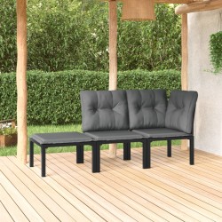vidaXL Juego de muebles jardín 3 pzas ratán sintético negro y gris