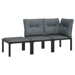 vidaXL Juego de muebles jardín 3 pzas ratán sintético negro y gris