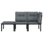 vidaXL Juego de muebles jardín 3 pzas ratán sintético negro y gris