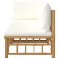 vidaXL Set de muebles de jardín 2 piezas bambú y cojines blanco crema