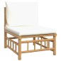 vidaXL Set de muebles de jardín 2 piezas bambú y cojines blanco crema