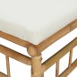 vidaXL Set de muebles de jardín 2 piezas bambú y cojines blanco crema