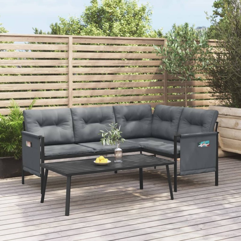 vidaXL Juego de muebles de jardín 2 piezas acero gris antracita vidaXL Juego de muebles de jardín 2 piezas acero gris antracita
