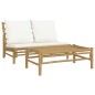 vidaXL Set de muebles de jardín 2 piezas bambú y cojines blanco crema vidaXL Set de muebles de jardín 2 piezas bambú y cojines blanco crema