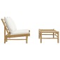 vidaXL Set de muebles de jardín 2 piezas bambú y cojines blanco crema vidaXL Set de muebles de jardín 2 piezas bambú y cojines blanco crema