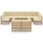 vidaXL Set de muebles de jardín 10 pzs cojines madera pino marrón miel vidaXL Set de muebles de jardín 10 pzs cojines madera pino marrón miel