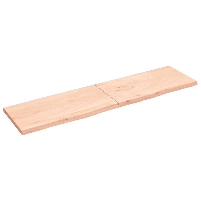 vidaXL Estante de pared madera maciza roble sin tratar 200x50x(2-4) cm vidaXL Estante de pared madera maciza roble sin tratar 200x50x(2-4) cm