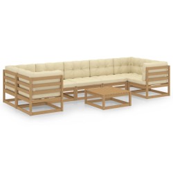 vidaXL Set de muebles de jardín 8 pzs cojines madera pino marrón miel