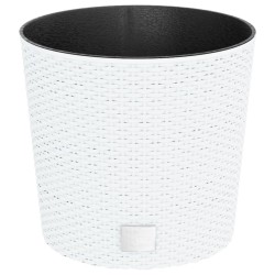 vidaXL Macetero con interior extraíble PP ratán blanco 15/15,3 L