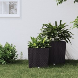 vidaXL Macetero con interior extraíble PP ratán marrón 21/32 L