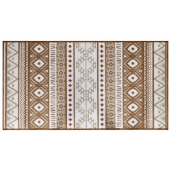 vidaXL Alfombra de exterior marrón y blanca reversible 100x200 cm