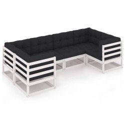 vidaXL Set de muebles de jardín 6 pzas con cojines madera pino blanco