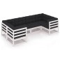 vidaXL Set de muebles de jardín 6 pzas con cojines madera pino blanco vidaXL Set de muebles de jardín 6 pzas con cojines madera pino blanco