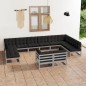vidaXL Set de muebles de jardín 12 pzas con cojines madera pino gris vidaXL Set de muebles de jardín 12 pzas con cojines madera pino gris