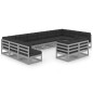 vidaXL Set de muebles de jardín 12 pzas con cojines madera pino gris vidaXL Set de muebles de jardín 12 pzas con cojines madera pino gris