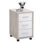 FMD Cajonera móvil color roble arena y blanco brillante FMD Cajonera móvil color roble arena y blanco brillante
