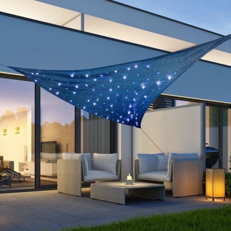 HI Toldo solar con 100 LED azul claro 3,6x3,6x3,6 m