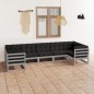 vidaXL Set de muebles de jardín 7 pzas con cojines madera pino gris vidaXL Set de muebles de jardín 7 pzas con cojines madera pino gris