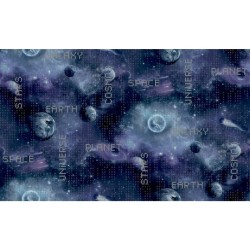 Noordwand Papel pared Good Vibes Galaxy Planets and Text negro morado