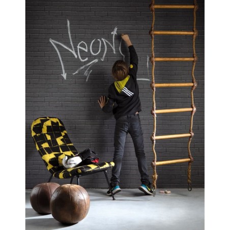 Noordwand Papel de pared Good Vibes Chalkboard Brick Wall negro y gris