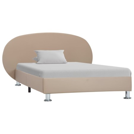 vidaXL Estructura de cama de cuero sintético color capuchino 100x200cm