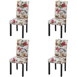 vidaXL Sillas de comedor 4 unidades tela multicolor