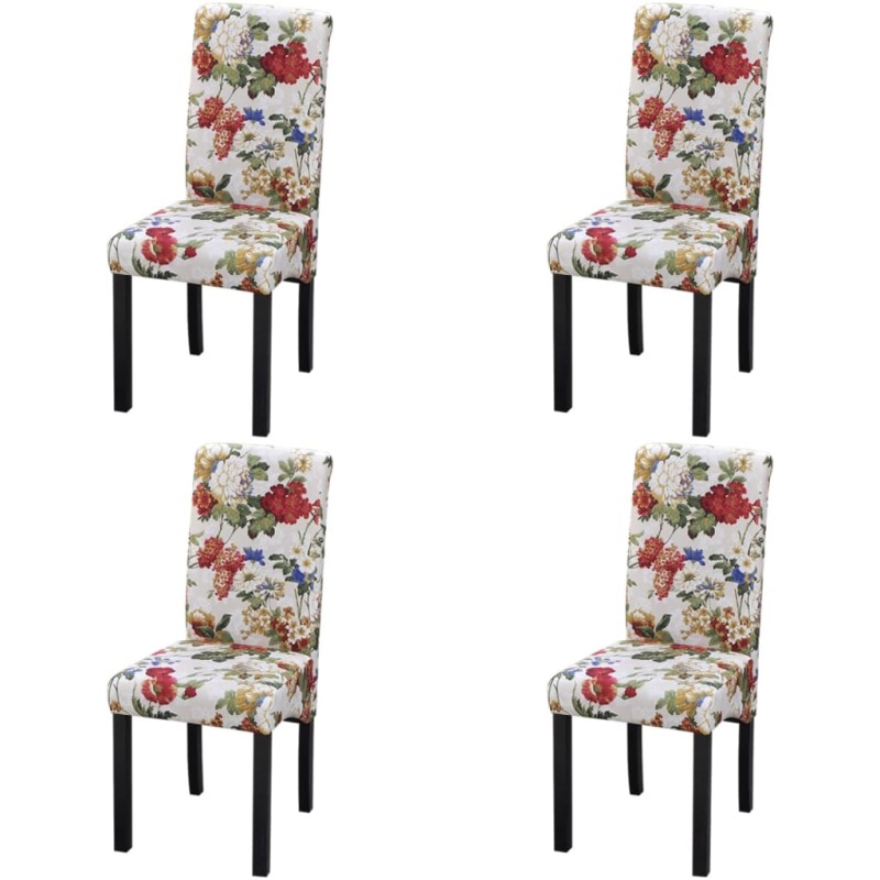 vidaXL Sillas de comedor 4 unidades tela multicolor vidaXL Sillas de comedor 4 unidades tela multicolor