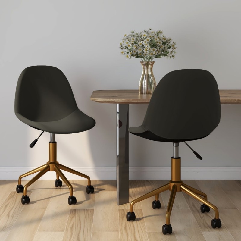 vidaXL Sillas de comedor giratorias 2 unidades terciopelo gris oscuro