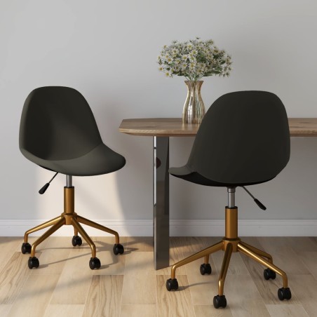 vidaXL Sillas de comedor giratorias 2 unidades terciopelo gris oscuro