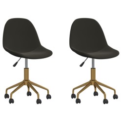 vidaXL Sillas de comedor giratorias 2 unidades terciopelo gris oscuro