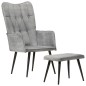 vidaXL Sillón orejero con reposapiés lona gris vintage vidaXL Sillón orejero con reposapiés lona gris vintage