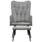 vidaXL Sillón orejero con reposapiés lona gris vintage vidaXL Sillón orejero con reposapiés lona gris vintage
