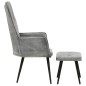 vidaXL Sillón orejero con reposapiés lona gris vintage vidaXL Sillón orejero con reposapiés lona gris vintage