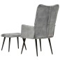 vidaXL Sillón orejero con reposapiés lona gris vintage vidaXL Sillón orejero con reposapiés lona gris vintage