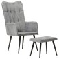 vidaXL Sillón orejero con reposapiés lona gris vintage vidaXL Sillón orejero con reposapiés lona gris vintage