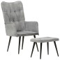 vidaXL Sillón orejero con reposapiés lona gris vintage vidaXL Sillón orejero con reposapiés lona gris vintage