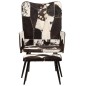 vidaXL Sillón orejero con reposapiés cuero auténtico negro vidaXL Sillón orejero con reposapiés cuero auténtico negro