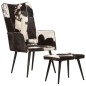 vidaXL Sillón orejero con reposapiés cuero auténtico negro vidaXL Sillón orejero con reposapiés cuero auténtico negro