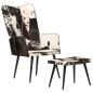 vidaXL Sillón orejero con reposapiés cuero auténtico negro vidaXL Sillón orejero con reposapiés cuero auténtico negro