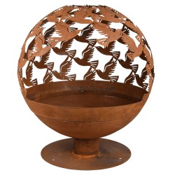 Esschert Design Brasero con pájaros cortadas a láser oxidado 