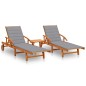 vidaXL Tumbonas con mesa y cojines 2 uds madera maciza de acacia vidaXL Tumbonas con mesa y cojines 2 uds madera maciza de acacia