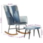 vidaXL Mecedora con reposapiés lona patchwork azul vaquero vidaXL Mecedora con reposapiés lona patchwork azul vaquero