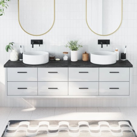 vidaXL Encimera baño madera maciza tratada gris oscuro 200x30x(2-4) cm