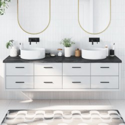 vidaXL Encimera baño madera maciza tratada gris oscuro 200x60x(2-4) cm
