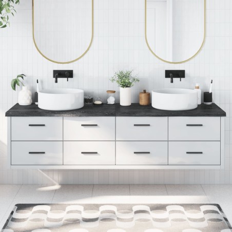 vidaXL Encimera baño madera maciza tratada gris oscuro 200x60x(2-4) cm