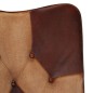 vidaXL Sillón con reposapiés cuero auténtico y lona marrón