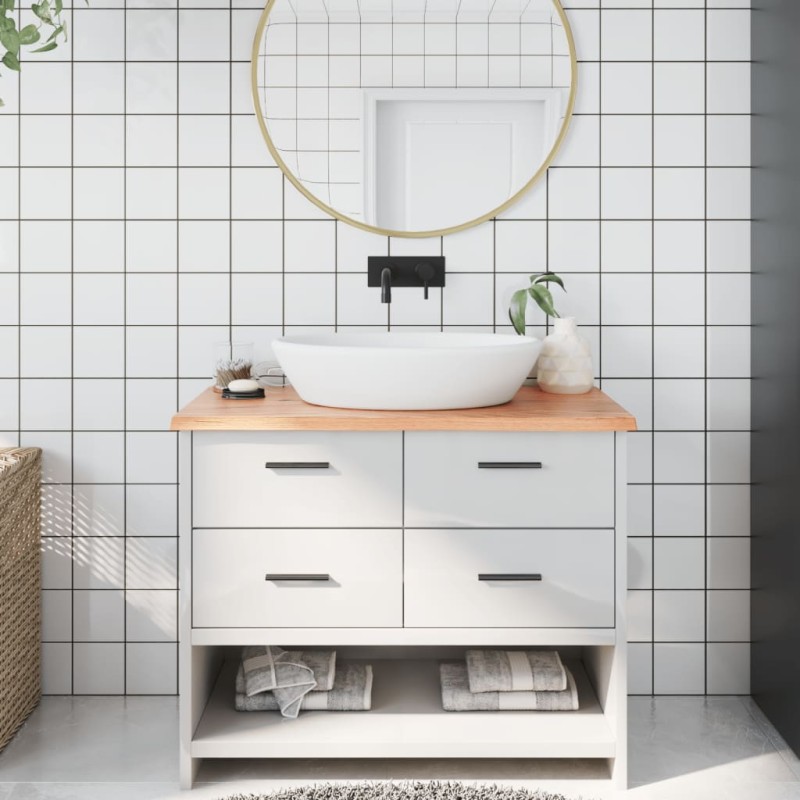 vidaXL Encimera de baño madera maciza tratada marrón claro 100x40x2 cm vidaXL Encimera de baño madera maciza tratada marrón claro 100x40x2 cm